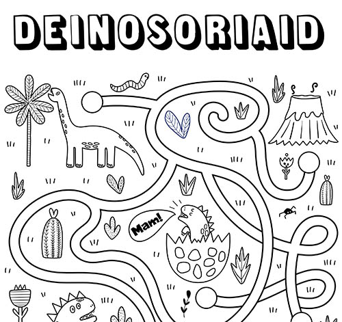 Colouring page of a dinosaur