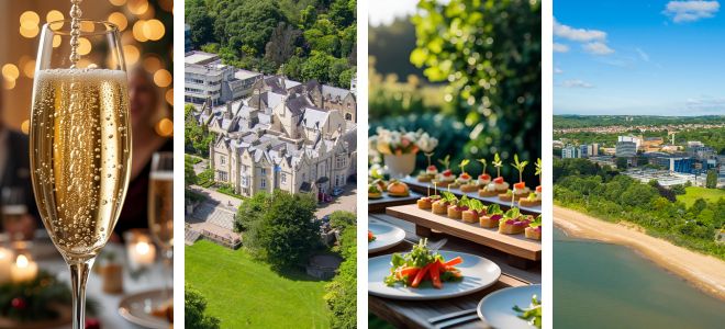 Prosecco, Canapes, Abbey and swansea bay