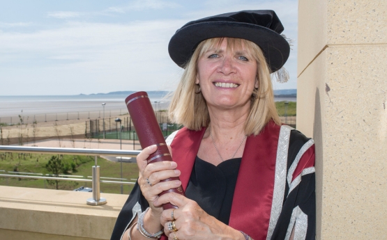 Elin Rhys photo at graduation on Bay Campus