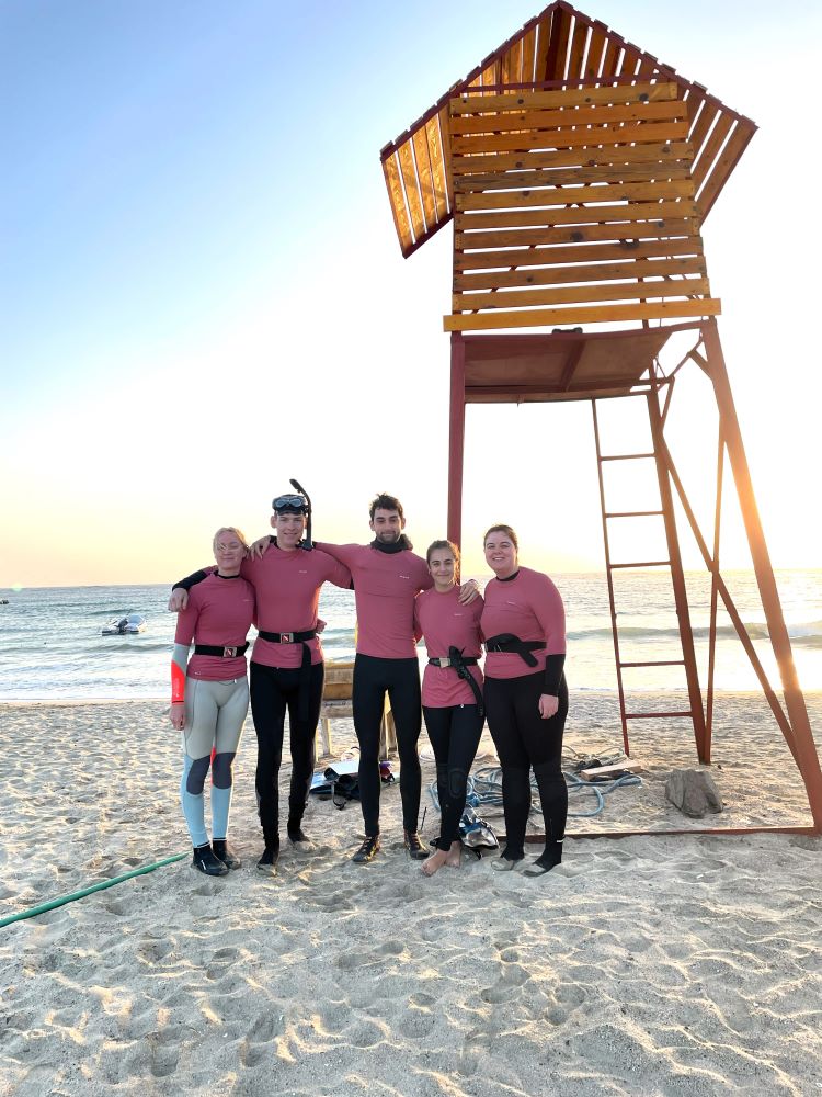 Students on the beach in Egypt 