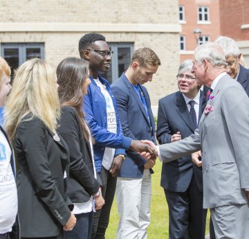 HRH The Prince of Wales meeting students on the Bay Campus