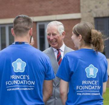 HRH The Prince of Wales meeting students in Prince's Foundation t-shirts