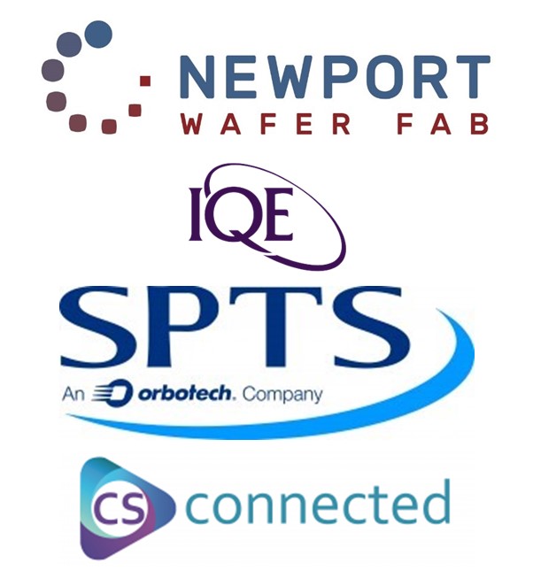 Newport Wafer Fab, SPTS, IQE and CS Connected logos