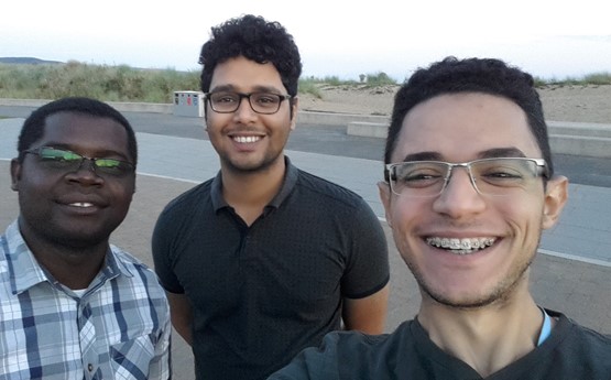 Ahmed Ibrahim taking a selfie on the beach