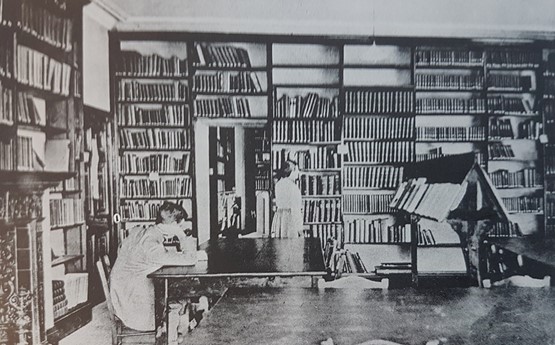The original library in Singleton Abbey, c.1920s