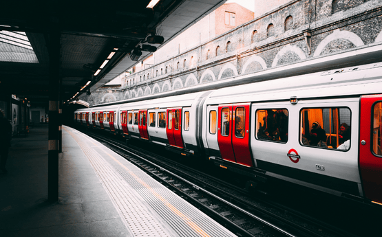 Train in a station.