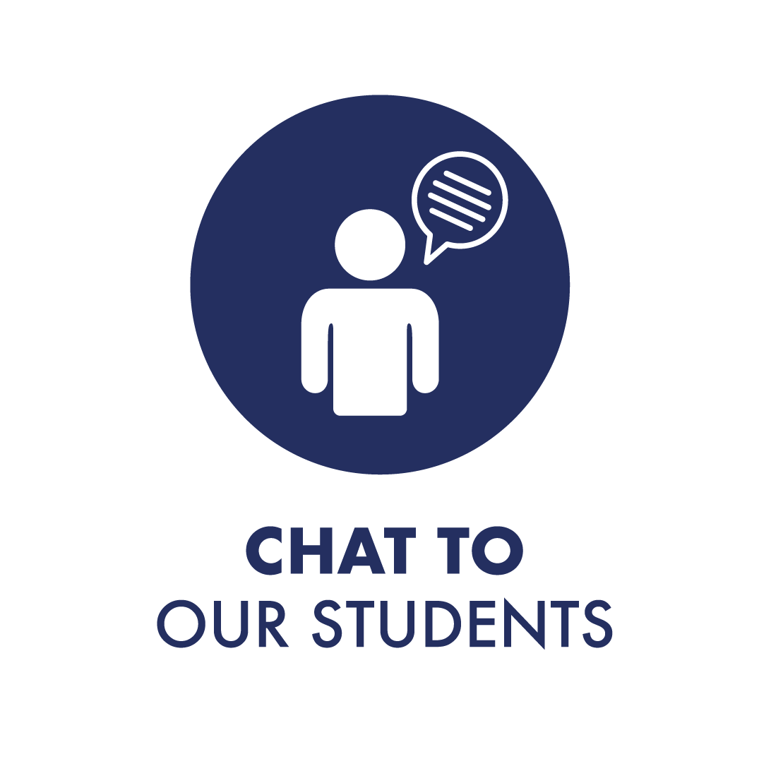Icon which says Chat to our Students