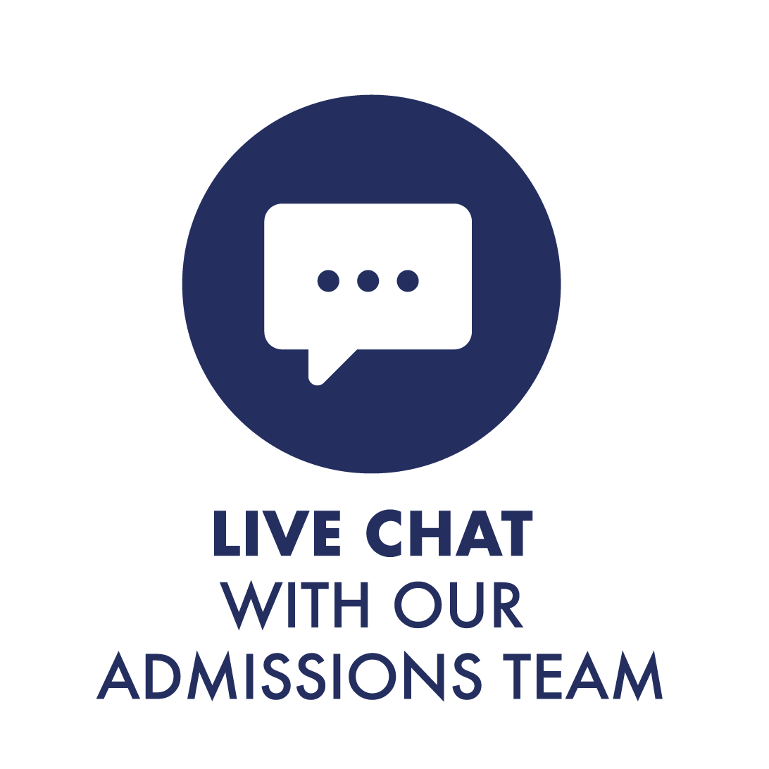 Icon that says Live Chat with our Admissions Team