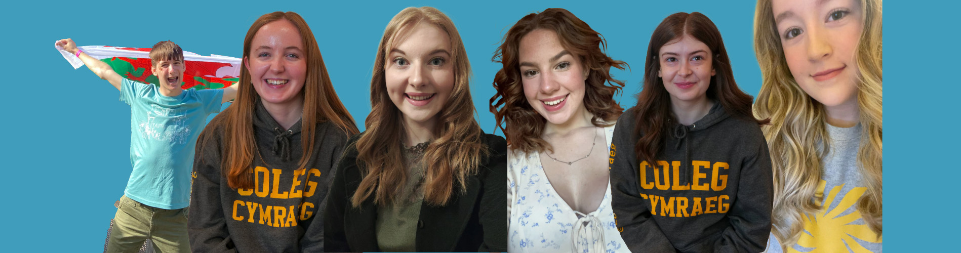 Pedair o lysgenhadon y Coleg Cymraeg sy'n astudio ym Mhrifysgol Abertawe