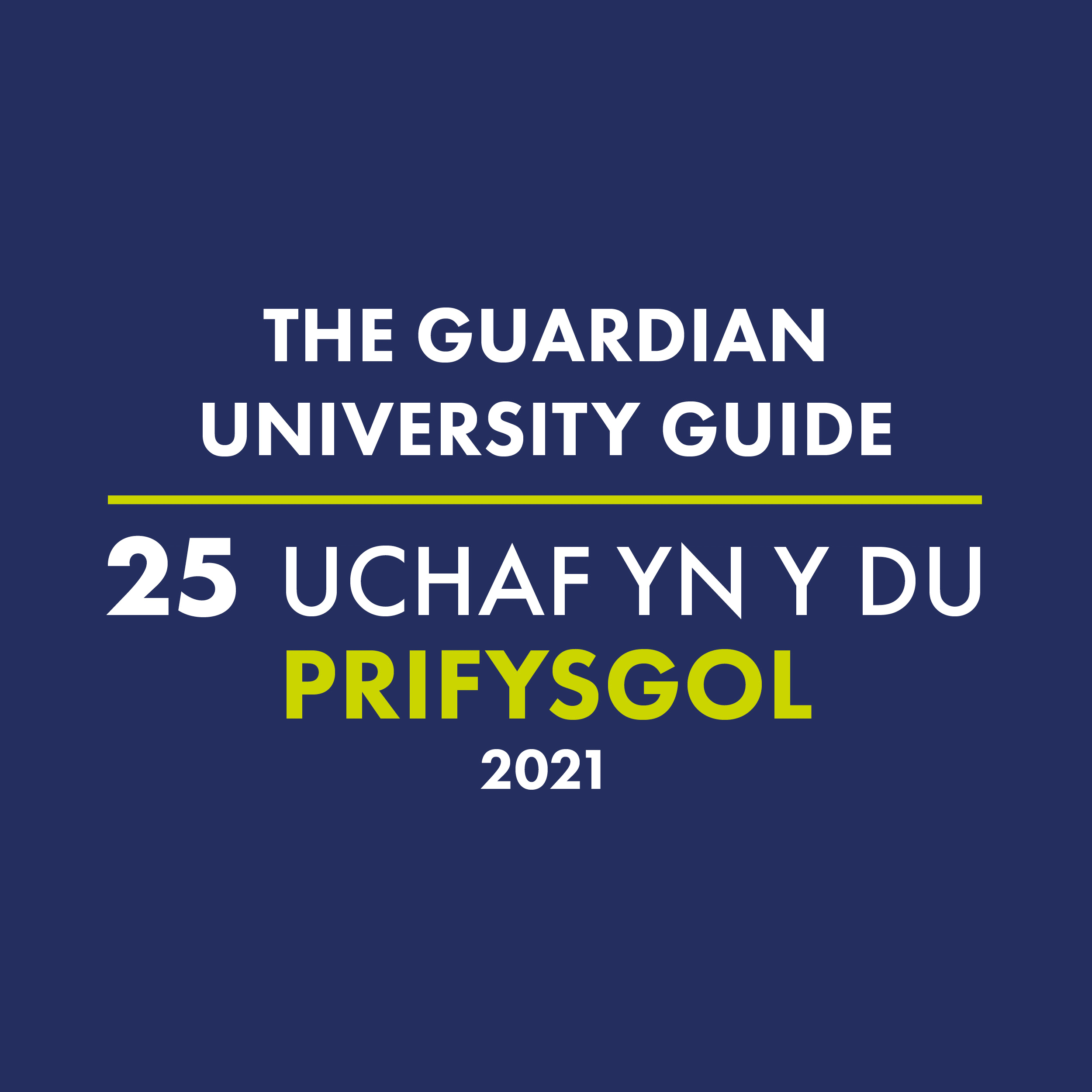 The Guardian University Guide - 25 Uchaf yn y du Prifysgol 2021