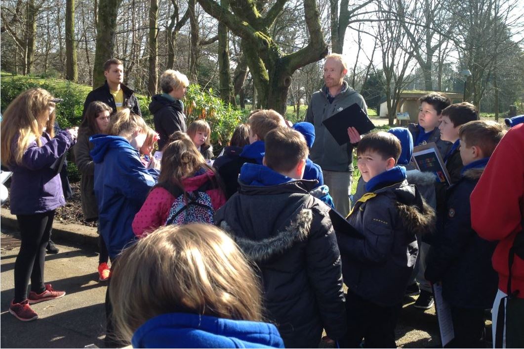 Primary pupils on a nature day