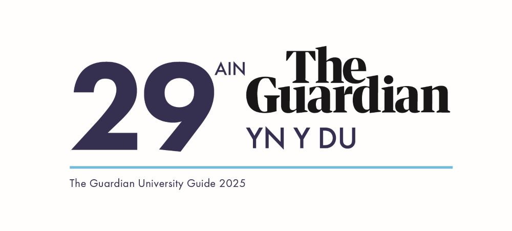 Logo dyfarniad Guardian University Guide am y 29 safle yn y DU