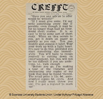 An interview with Kingsley Amis in Crefft, the student newspaper, 1954