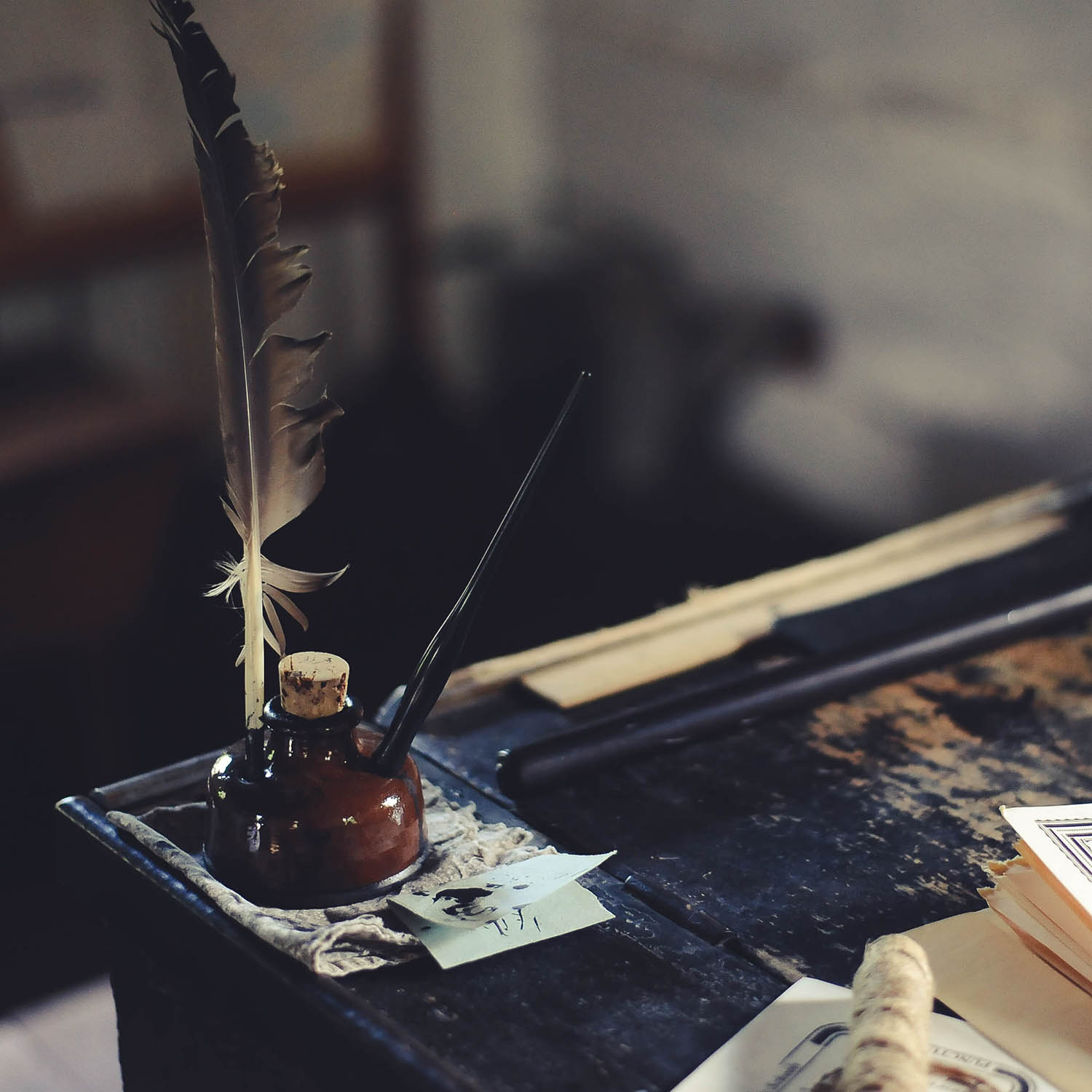 Image of a bottle of ink on the table