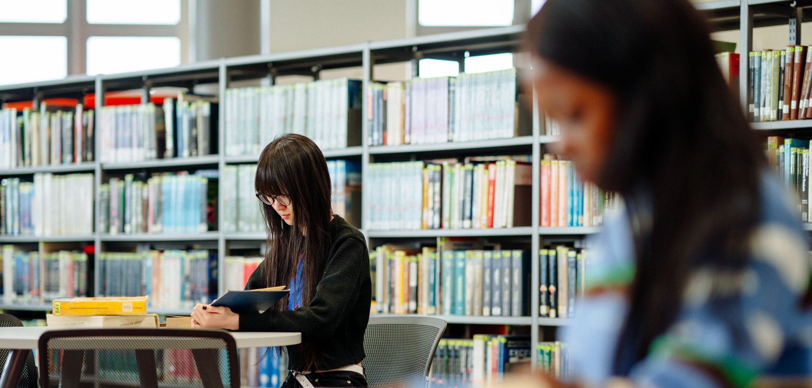 Students studying in the library