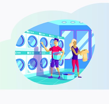 Washing machine with laundry clipart