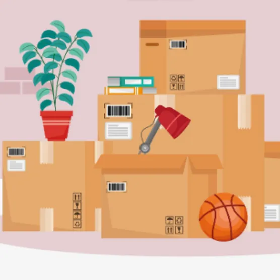 Personal belongings packed in boxes clipart