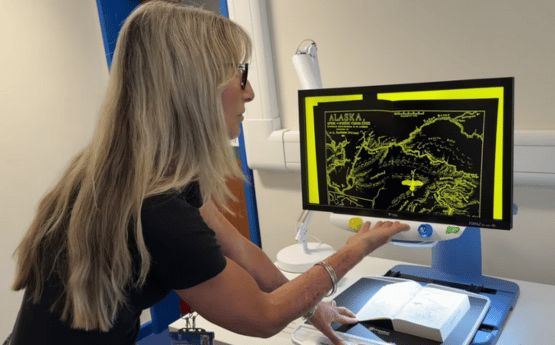 Someone using the magnifier