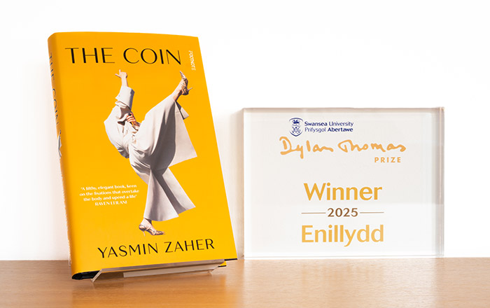 The winning book alongside trophy