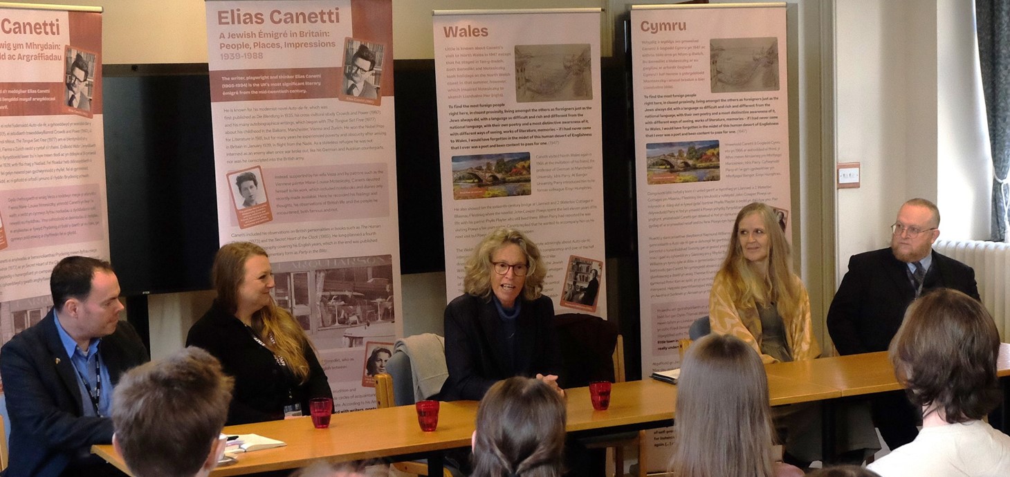 Pictured left to right: Dr Christoph Laucht; Christiane Günther; German Ambassador to the United Kingdom, Susanne Baumann; Honorary Consul for Germany and Switzerland in Wales; Ms Marlies Hoecherl, Professor Richard Thomas. 