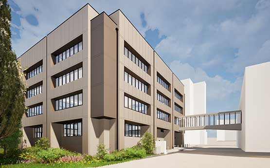 A cgi image of the Margam Building recladding on Singleton Campus