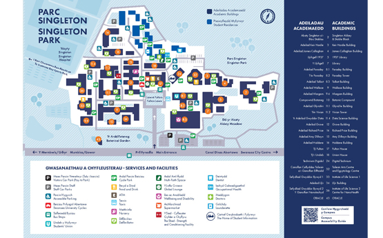 Map o Gampws Parc Singleton 
