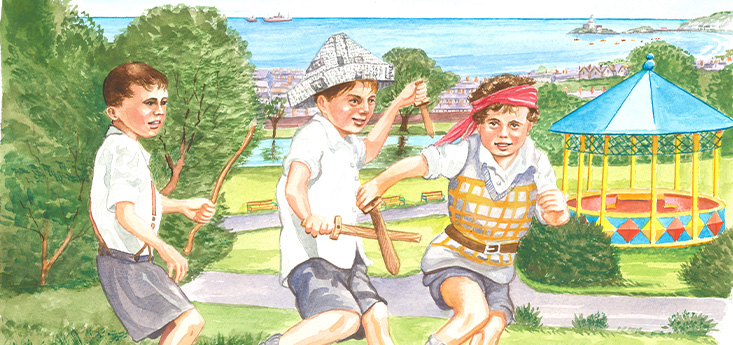 'Dylan and Friends in Cwmdonkin Park' by Jeff Phillips