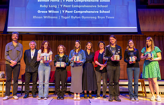 (L-R: Seán Hewitt; Jeff Towns; Celyn Williams; Rhian Williams; Ruby Long; Rebecca Watson; Eley Williams; Laurie Cottingham; Bethan Ferris and Neve Blackmore)