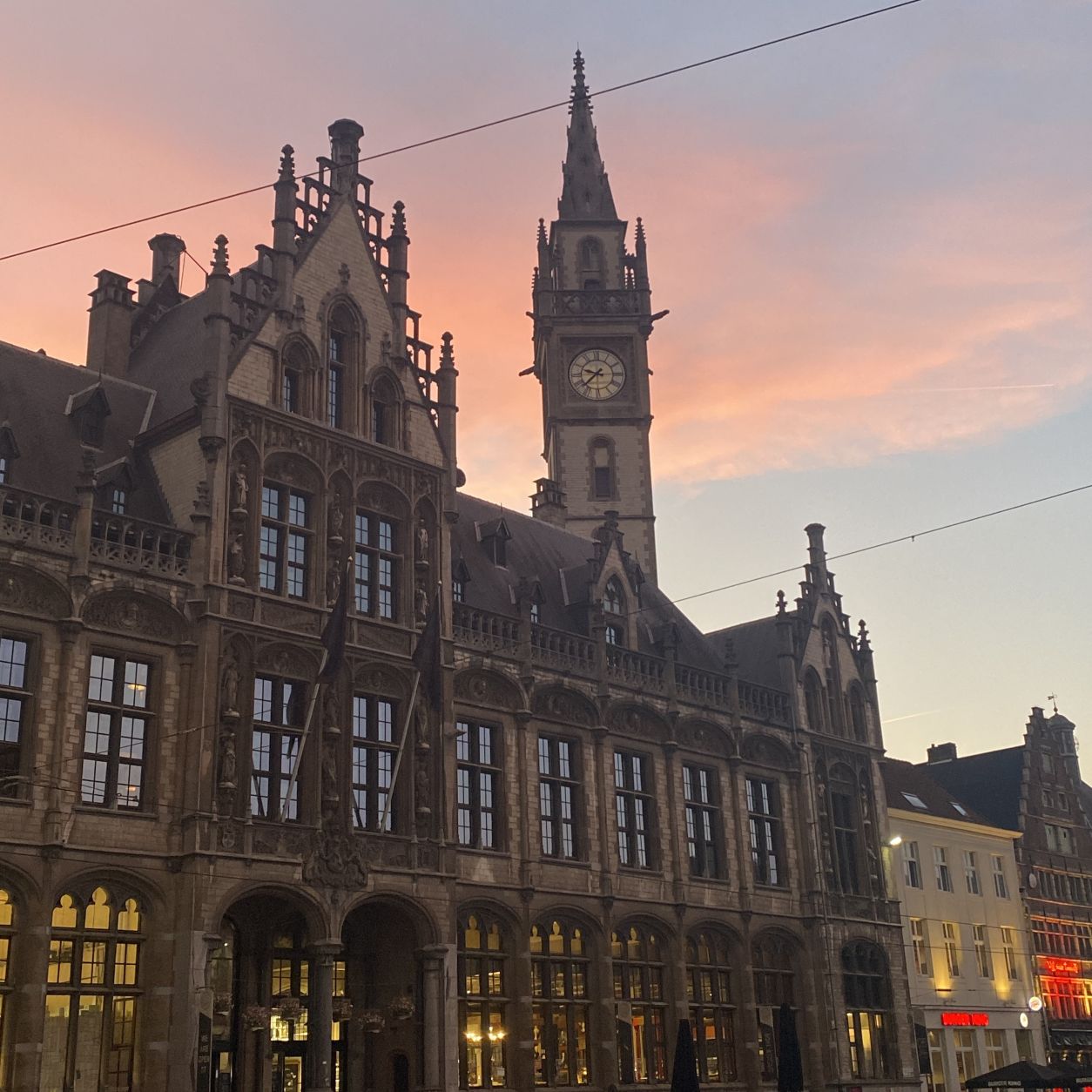 Building in Ghent at sunset