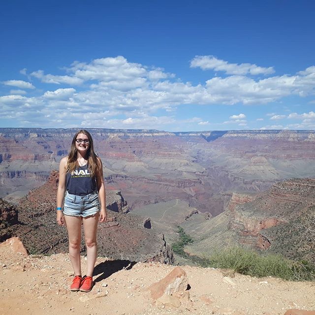 Student in front of Grand Canyon 