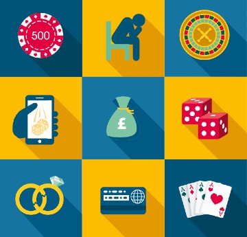Cover image of new report for Public Health Wales, showing graphics related to gambling harm