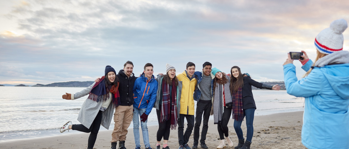 Group of students on the beach