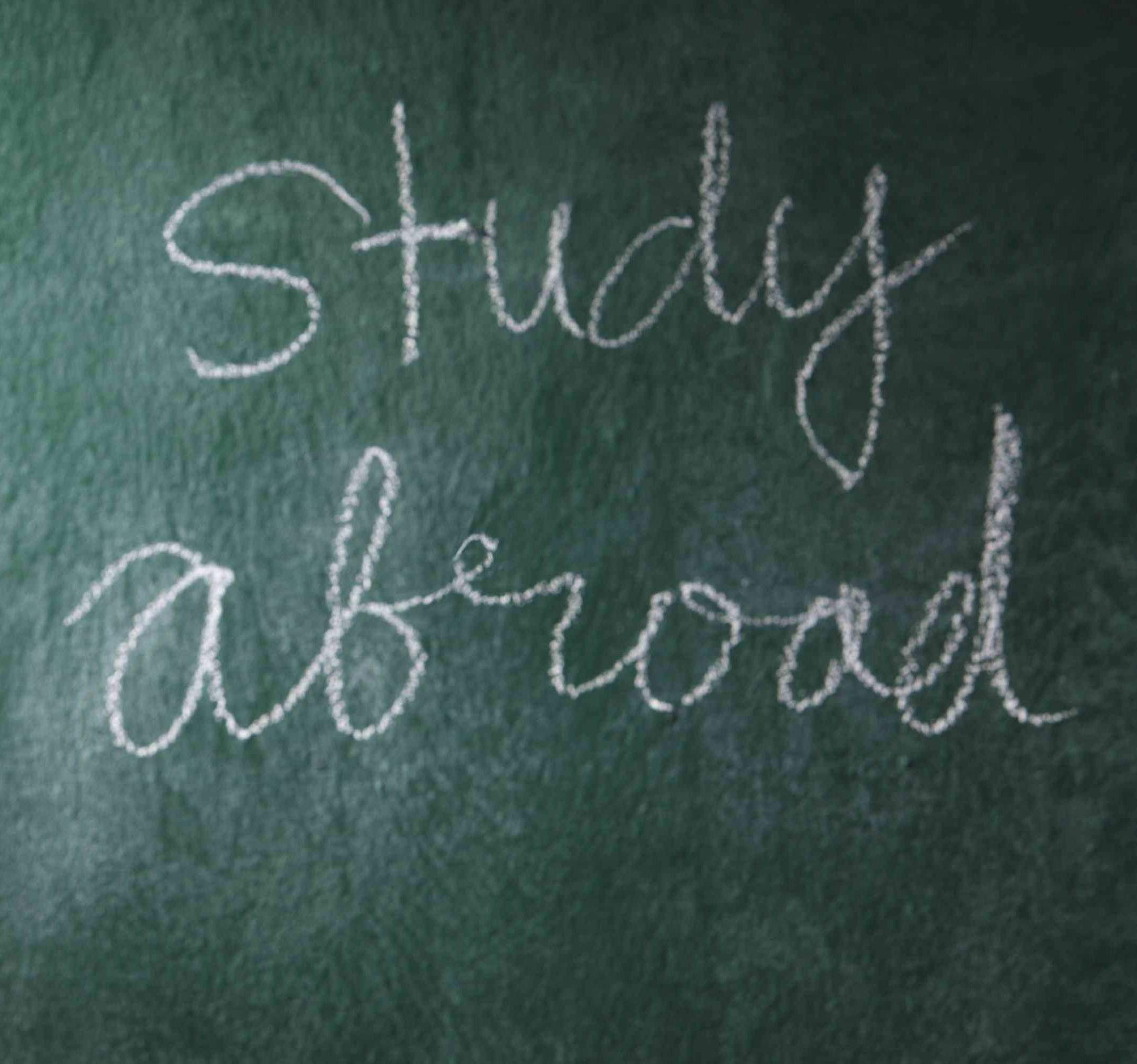 Study Abroad written on chalk board