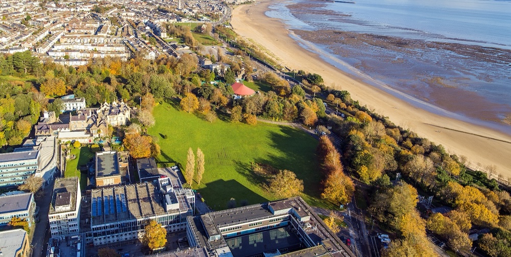 An aerial photo of singleton campus