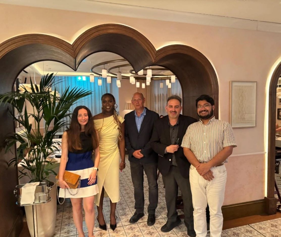 Image of Matt Hannaford, Ece Birinci, Vishesh Tyagi and Professor Soyer at the award ceremony 