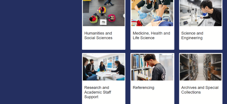 Subject support pods on the Library Guides page