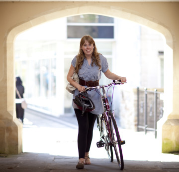 Female with bike near Singleton Abbey.