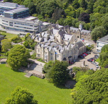 Ariel view of the Abbey on Singleton Campus.