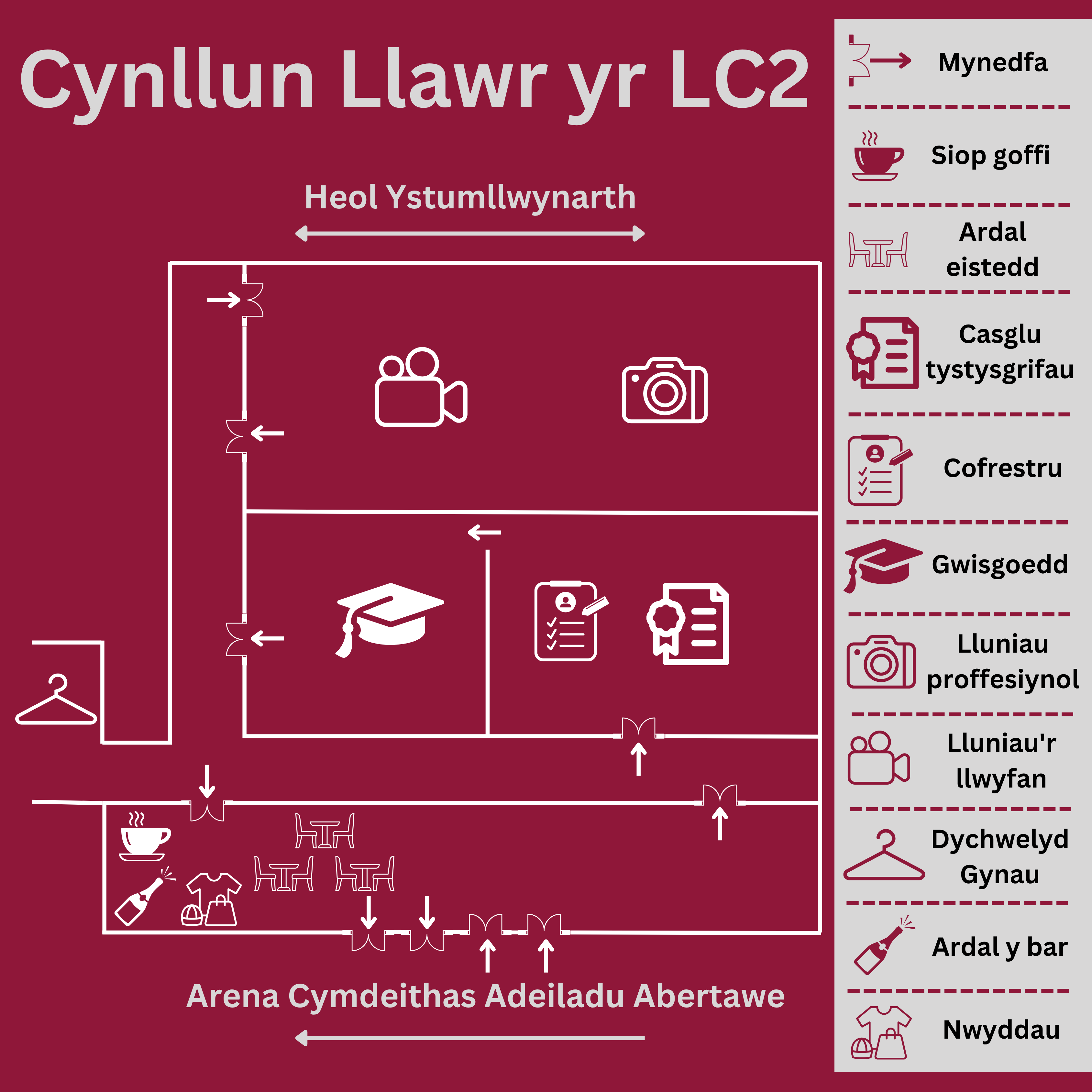 Map of the floor plan at LC - Welsh