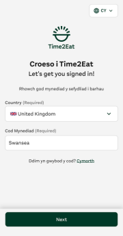 Croeso i Time2Eat Ap