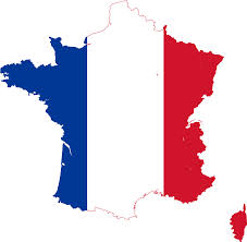 French flag over shape of France