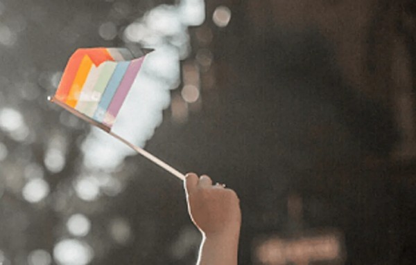 Waving a rainbow flag