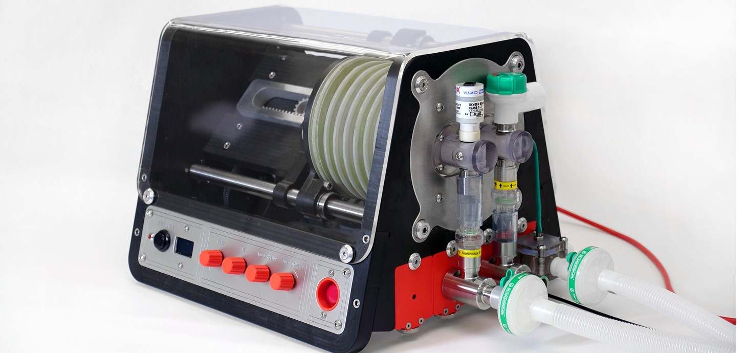 The CoronaVent ventilator, which can be built easily from generic parts and plastic panels.