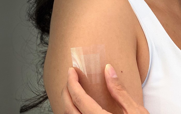 A transdermal patch: Innoture’s patch is ergonomically designed to be flexible to the body and easy to apply. 