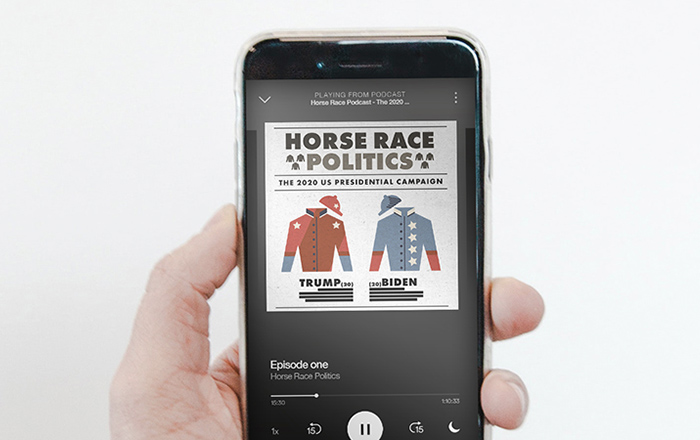 Horse Race Politics podcast displayed on an iPhone