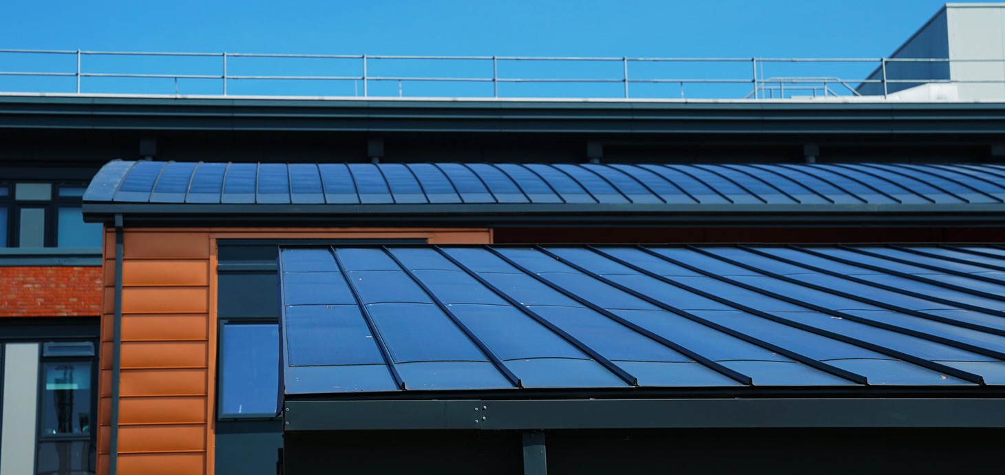 Roofs of Active Buildings at Swansea, which have integrated solar panels