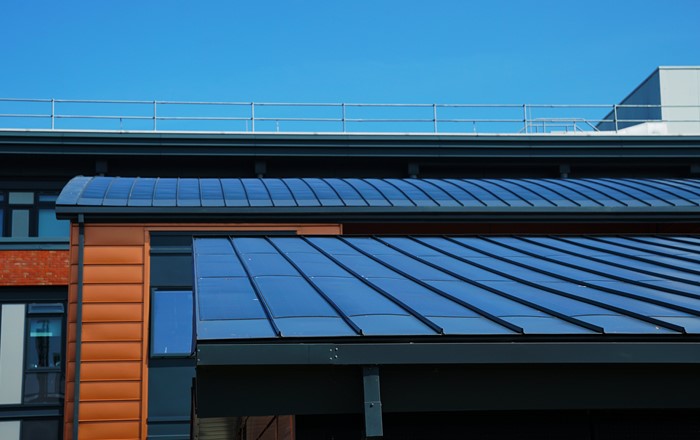 Roofs of Active Buildings at Swansea, which have integrated solar panels