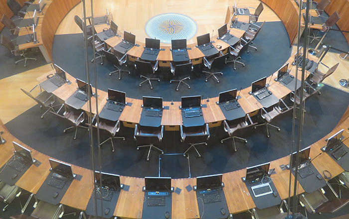 The debating chamber in the Senedd