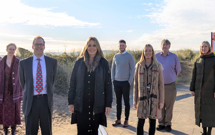 Carol Vorderman visiting the Swansea University Bay Campus, with senior figures from the Faculty of Science and Engineering
