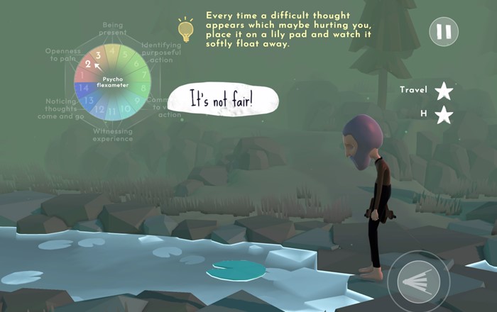 A screenshot from a values identification task included in the ACTing Minds game.